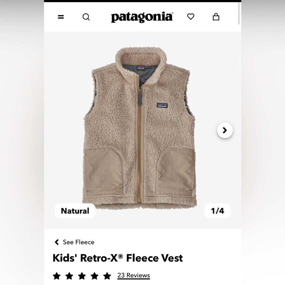 Kids size XS (5-6) Patagonia Vest